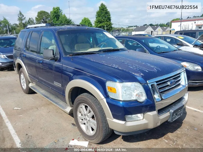 1FMEU74E76UB22554 2006 Ford Explorer Eddie Bauer