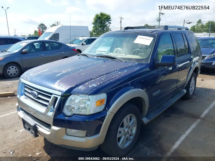 1FMEU74E76UB22554 2006 Ford Explorer Eddie Bauer