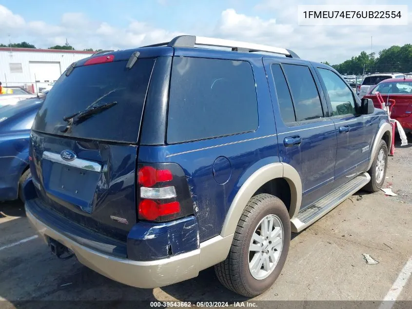 2006 Ford Explorer Eddie Bauer VIN: 1FMEU74E76UB22554 Lot: 39543662