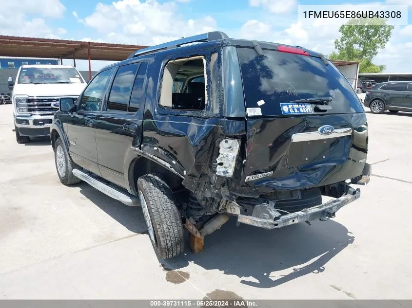 1FMEU65E86UB43308 2006 Ford Explorer Limited