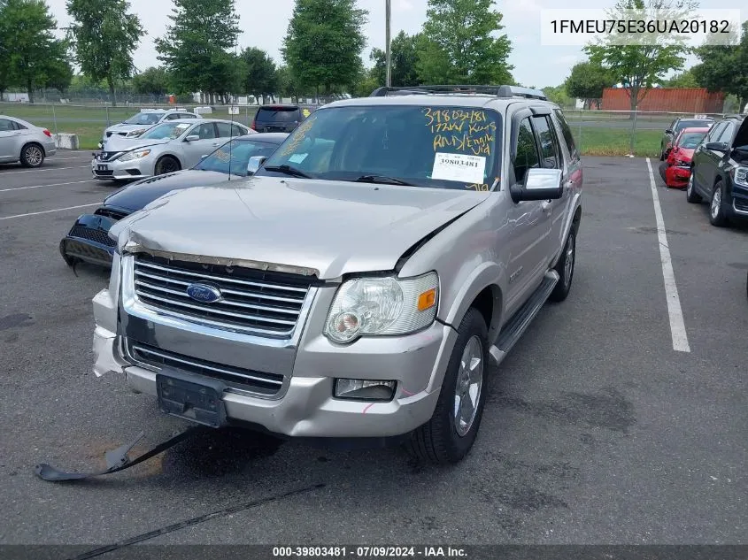 1FMEU75E36UA20182 2006 Ford Explorer Limited