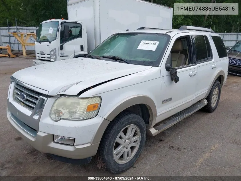 1FMEU74836UB54816 2006 Ford Explorer Eddie Bauer