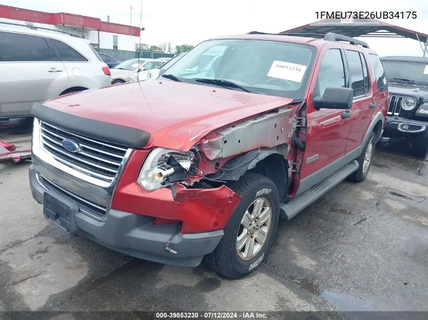 2006 Ford Explorer Xlt VIN: 1FMEU73E26UB34175 Lot: 39853230