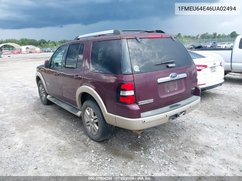 2006 Ford Explorer Eddie Bauer VIN: 1FMEU64E46UA02494 Lot: 39904258