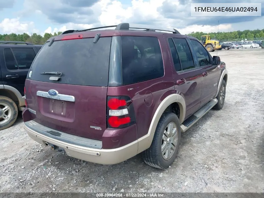 2006 Ford Explorer Eddie Bauer VIN: 1FMEU64E46UA02494 Lot: 39904258