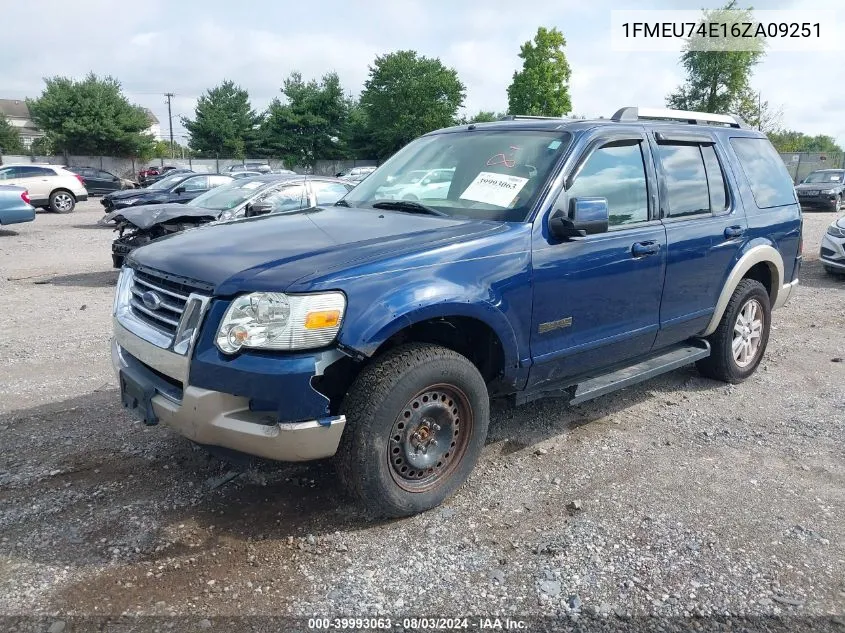 2006 Ford Explorer Eddie Bauer VIN: 1FMEU74E16ZA09251 Lot: 39993063