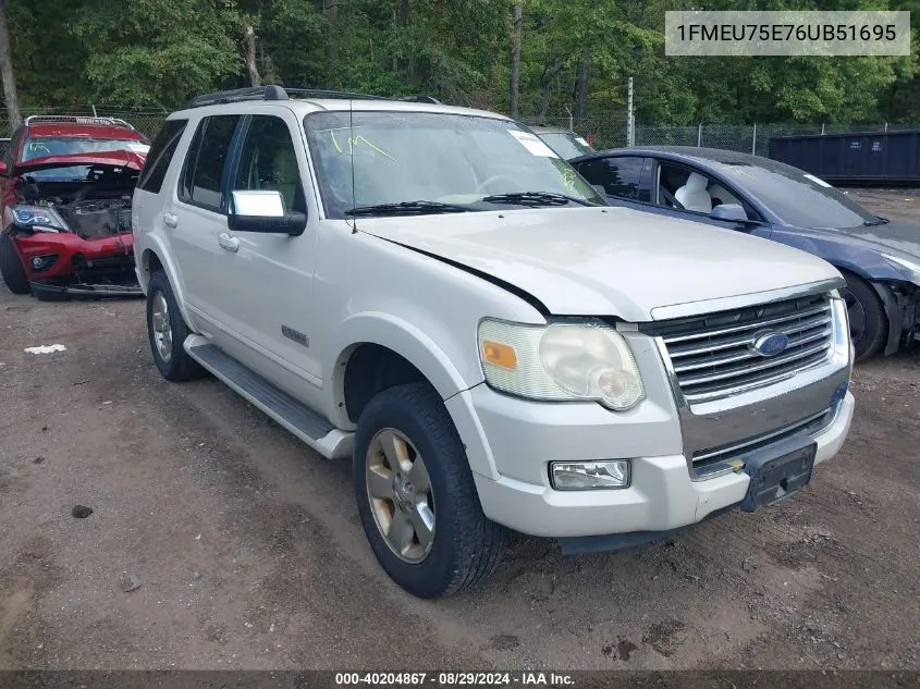 2006 Ford Explorer Limited VIN: 1FMEU75E76UB51695 Lot: 40204867