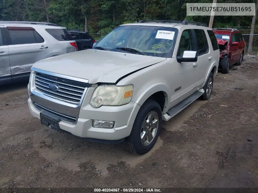 2006 Ford Explorer Limited VIN: 1FMEU75E76UB51695 Lot: 40204867