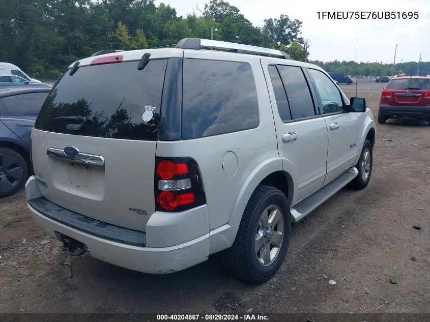 2006 Ford Explorer Limited VIN: 1FMEU75E76UB51695 Lot: 40204867