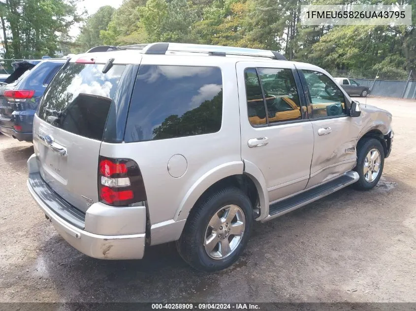 2006 Ford Explorer Limited VIN: 1FMEU65826UA43795 Lot: 40258909