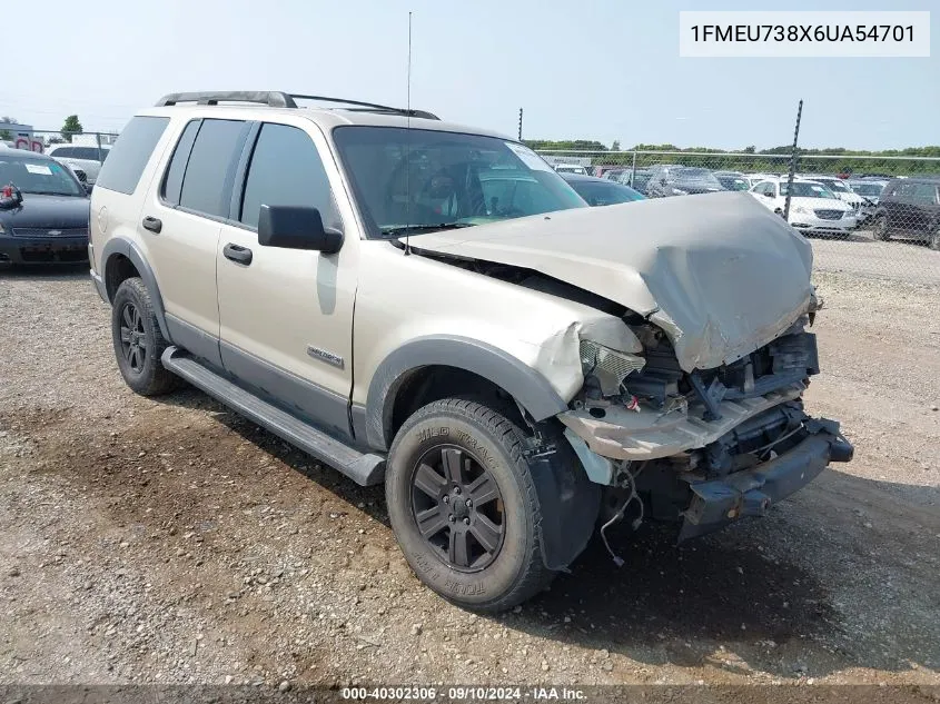 2006 Ford Explorer Xlt VIN: 1FMEU738X6UA54701 Lot: 40302306