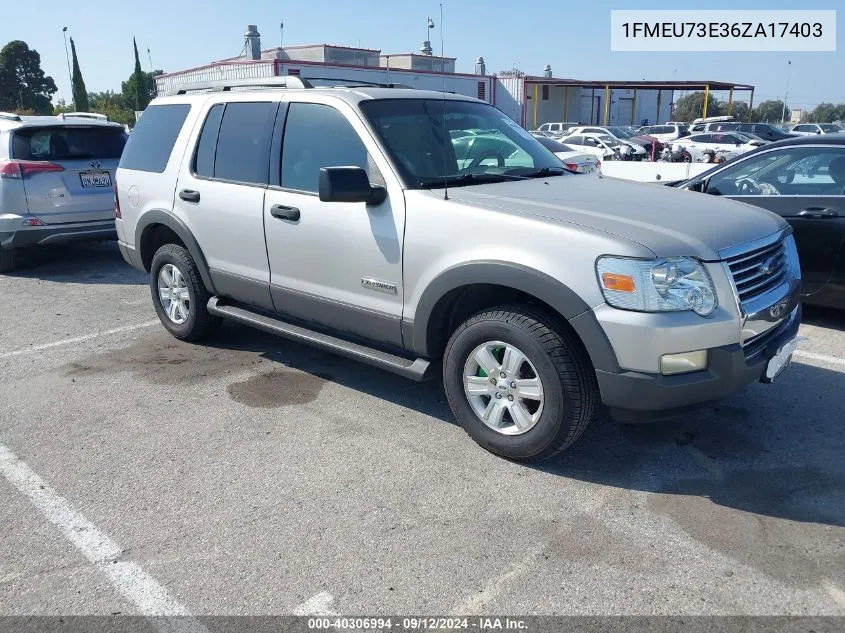 1FMEU73E36ZA17403 2006 Ford Explorer Xlt