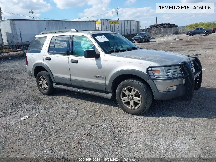 2006 Ford Explorer Xlt VIN: 1FMEU73E16UA16005 Lot: 40510021