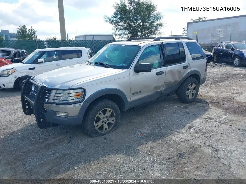 2006 Ford Explorer Xlt VIN: 1FMEU73E16UA16005 Lot: 40510021