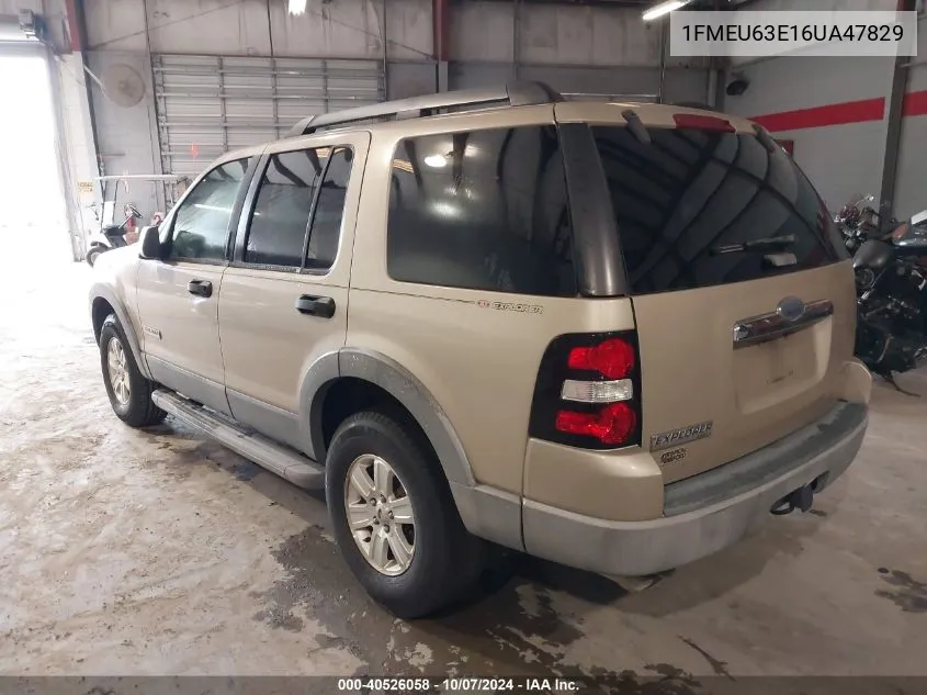 2006 Ford Explorer Xlt VIN: 1FMEU63E16UA47829 Lot: 40526058