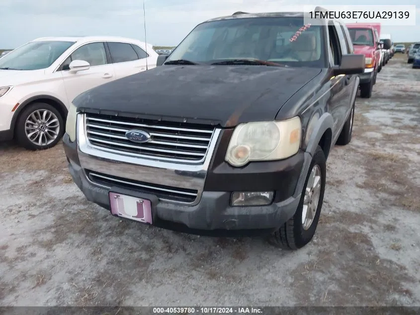 2006 Ford Explorer Xlt VIN: 1FMEU63E76UA29139 Lot: 40539780