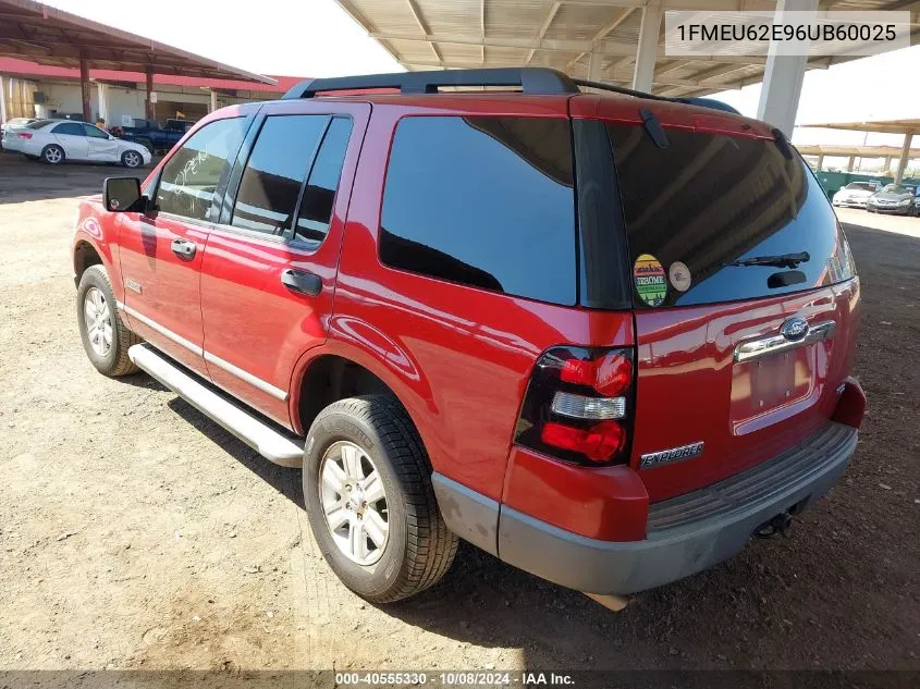 2006 Ford Explorer Xls VIN: 1FMEU62E96UB60025 Lot: 40555330