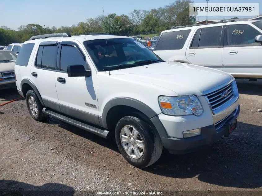 2006 Ford Explorer Xlt VIN: 1FMEU63E16UA37981 Lot: 40566107