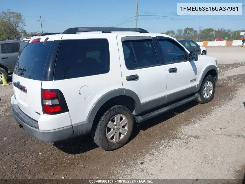 2006 Ford Explorer Xlt VIN: 1FMEU63E16UA37981 Lot: 40566107