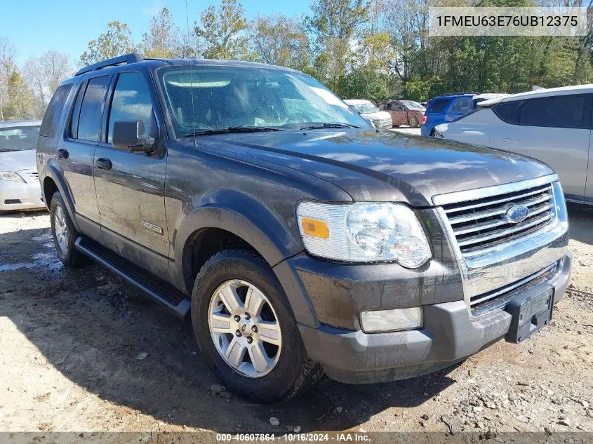 2006 Ford Explorer Xlt VIN: 1FMEU63E76UB12375 Lot: 40607864