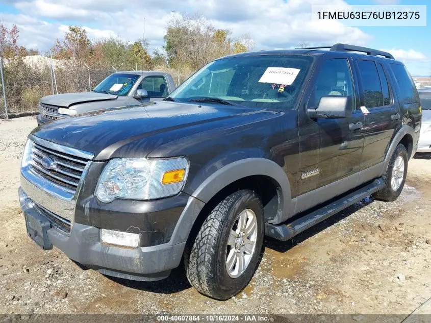 2006 Ford Explorer Xlt VIN: 1FMEU63E76UB12375 Lot: 40607864