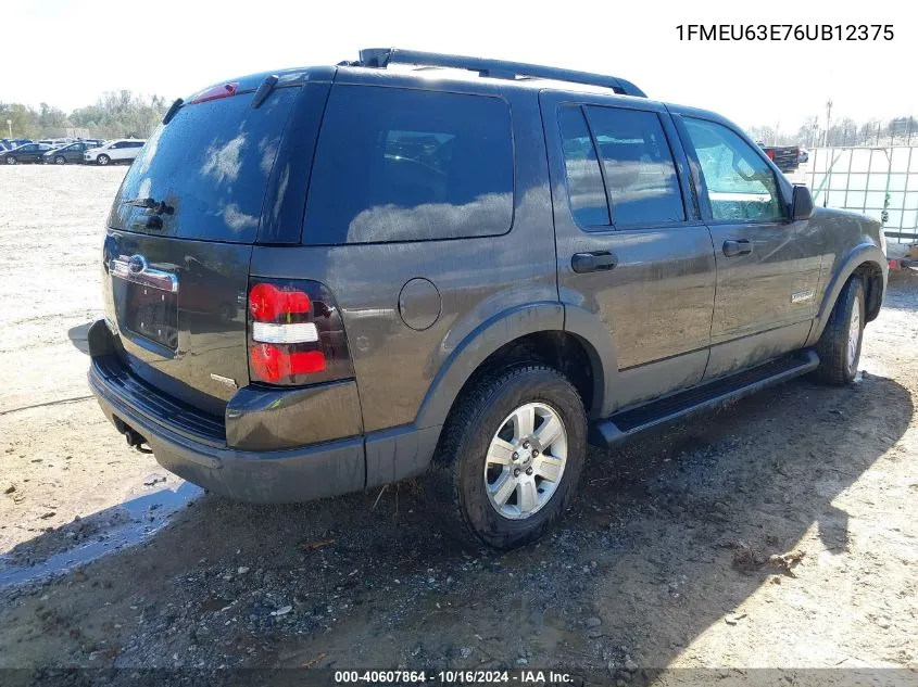 2006 Ford Explorer Xlt VIN: 1FMEU63E76UB12375 Lot: 40607864