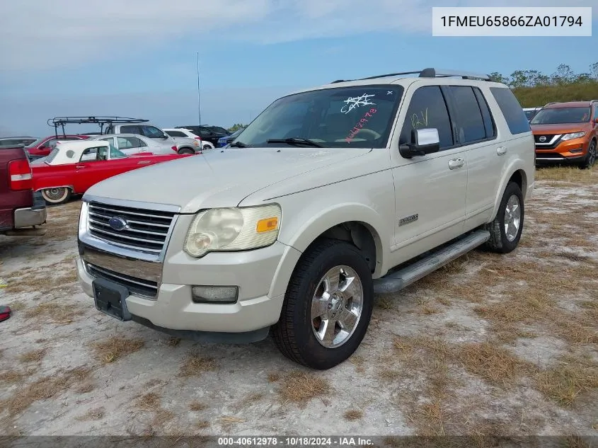 2006 Ford Explorer Limited VIN: 1FMEU65866ZA01794 Lot: 40612978