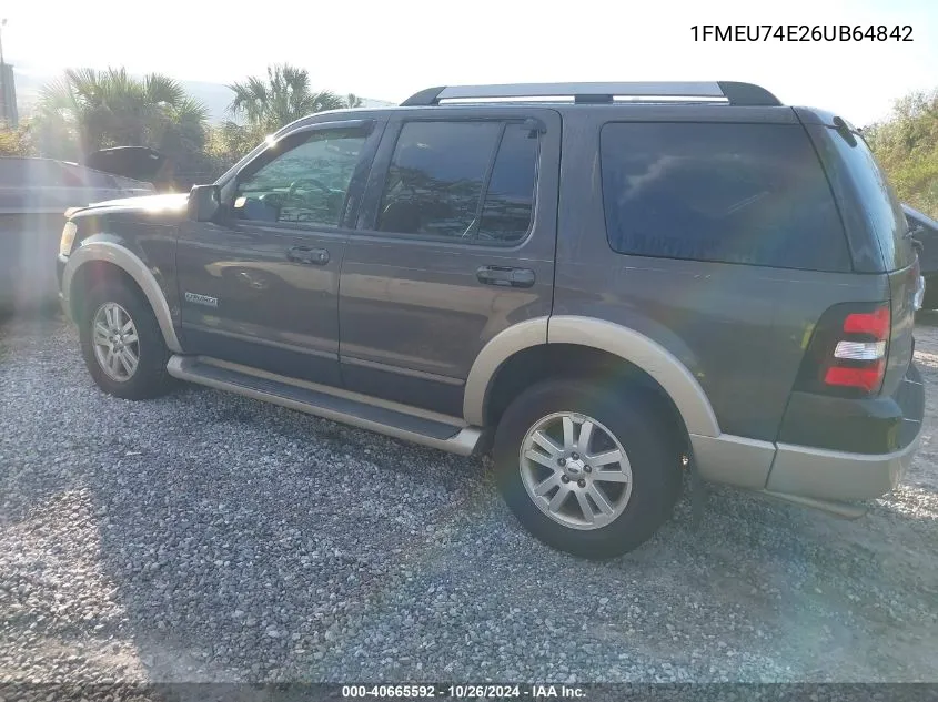 2006 Ford Explorer Eddie Bauer VIN: 1FMEU74E26UB64842 Lot: 40665592