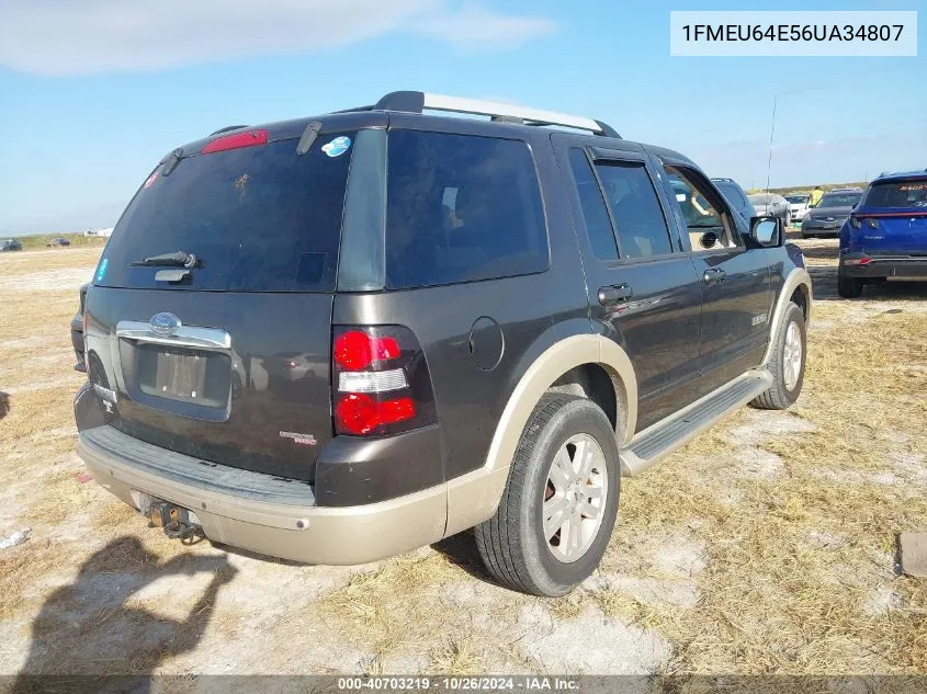 2006 Ford Explorer Eddie Bauer VIN: 1FMEU64E56UA34807 Lot: 40703219