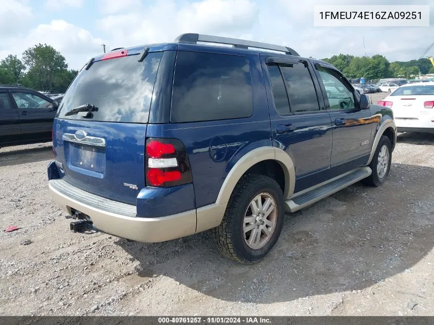 2006 Ford Explorer Eddie Bauer VIN: 1FMEU74E16ZA09251 Lot: 40761257