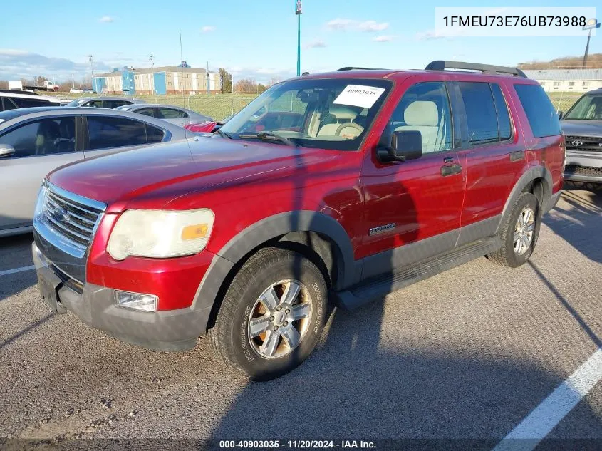 2006 Ford Explorer Xlt VIN: 1FMEU73E76UB73988 Lot: 40903035