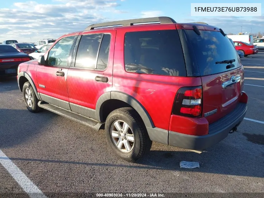 2006 Ford Explorer Xlt VIN: 1FMEU73E76UB73988 Lot: 40903035