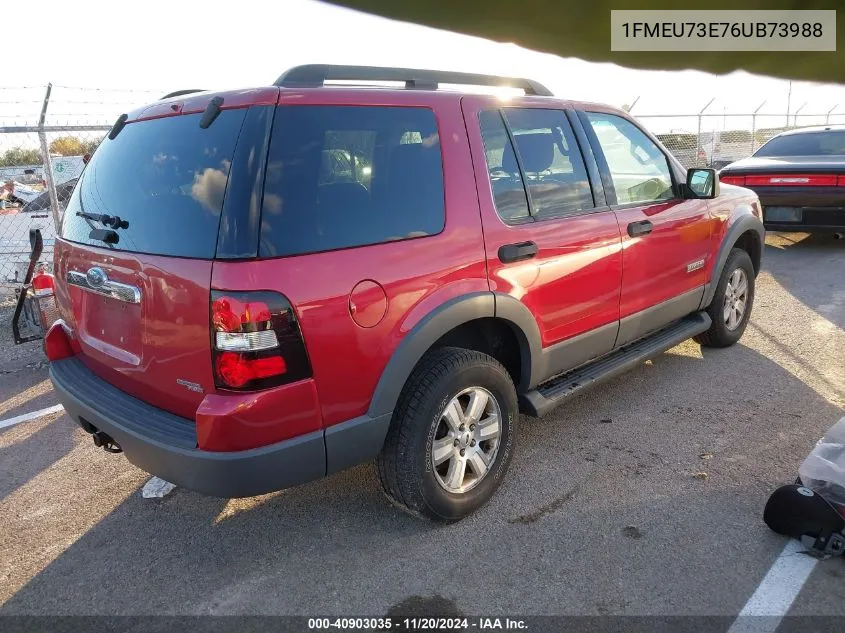 2006 Ford Explorer Xlt VIN: 1FMEU73E76UB73988 Lot: 40903035