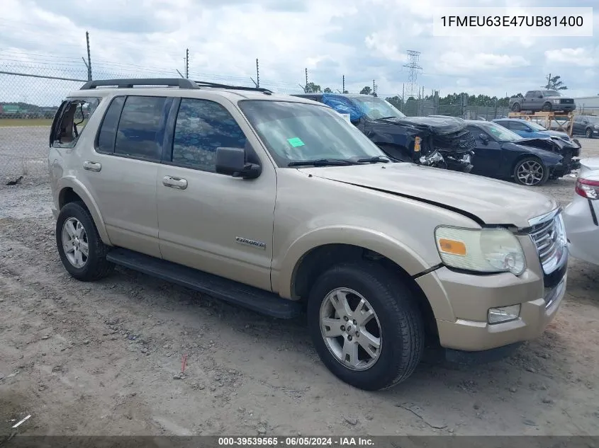 2007 Ford Explorer Xlt VIN: 1FMEU63E47UB81400 Lot: 39539565