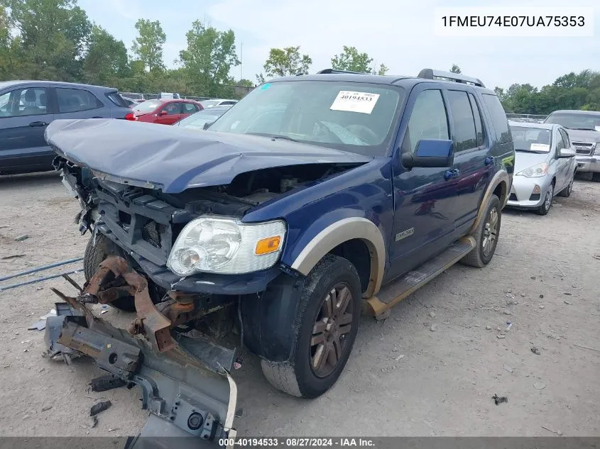 2007 Ford Explorer Eddie Bauer VIN: 1FMEU74E07UA75353 Lot: 40194533