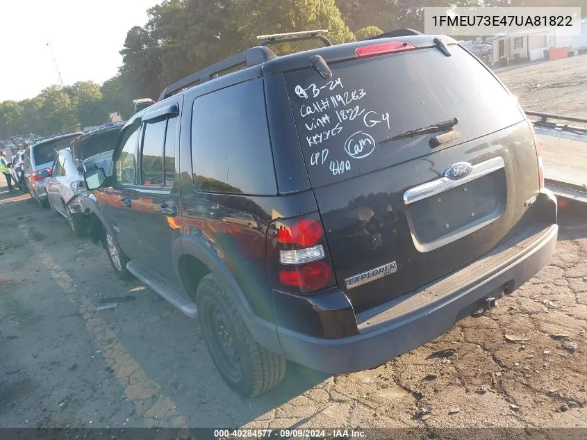 2007 Ford Explorer Xlt VIN: 1FMEU73E47UA81822 Lot: 40284577