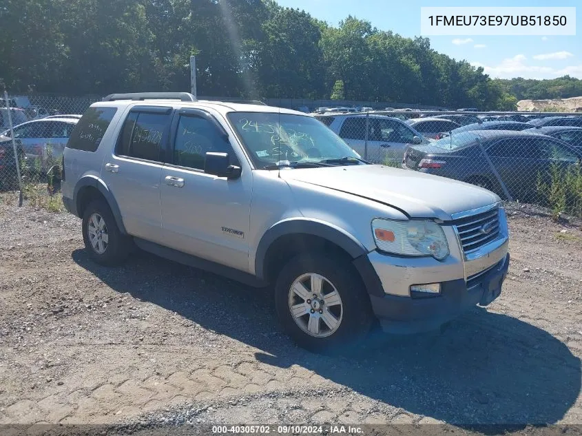 2007 Ford Explorer Xlt VIN: 1FMEU73E97UB51850 Lot: 40305702