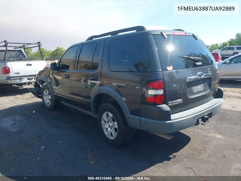 2007 Ford Explorer Xlt VIN: 1FMEU63887UA92889 Lot: 40310495