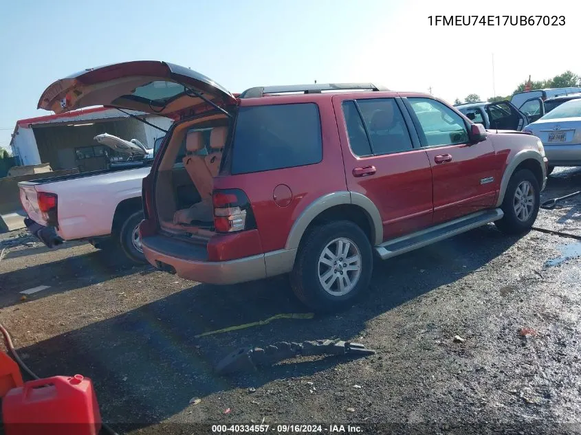 2007 Ford Explorer Eddie Bauer VIN: 1FMEU74E17UB67023 Lot: 40334557