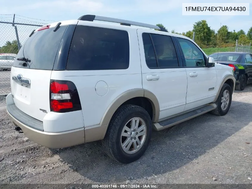 2007 Ford Explorer Eddie Bauer VIN: 1FMEU74EX7UA94430 Lot: 40351746