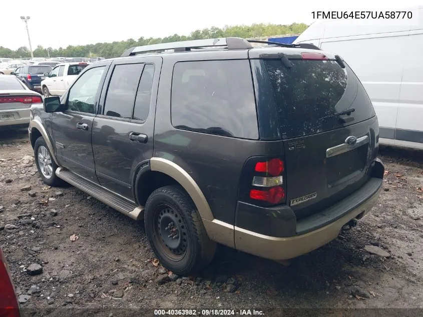 2007 Ford Explorer Eddie Bauer VIN: 1FMEU64E57UA58770 Lot: 40363982