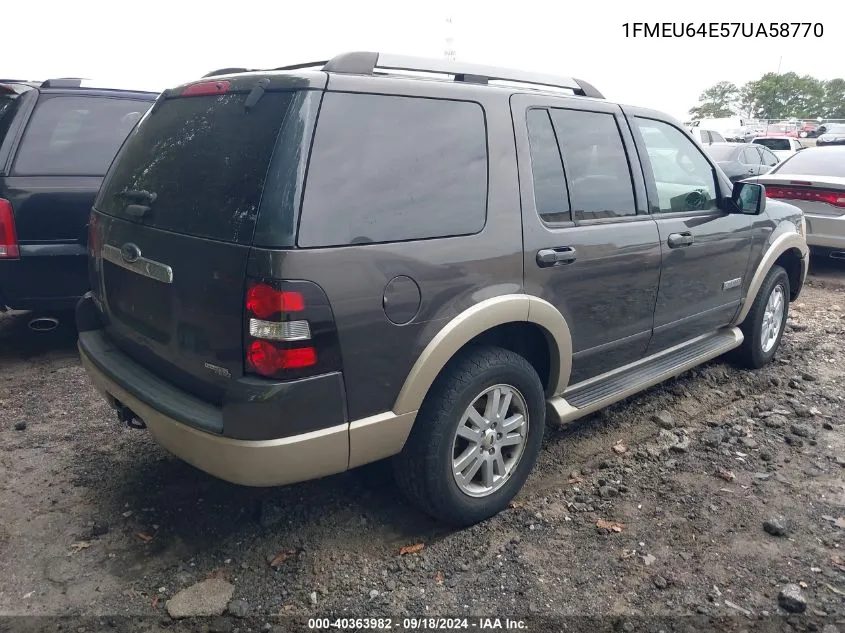 2007 Ford Explorer Eddie Bauer VIN: 1FMEU64E57UA58770 Lot: 40363982