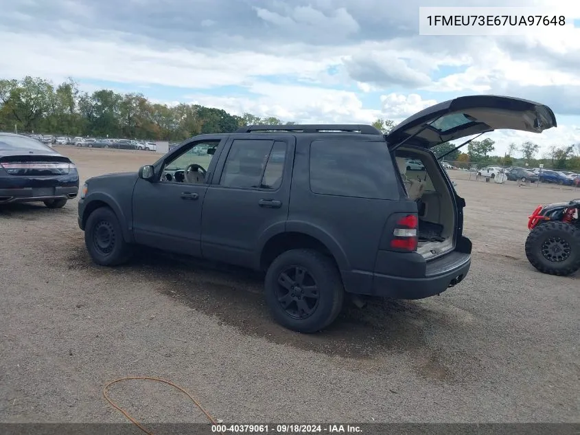 2007 Ford Explorer Xlt VIN: 1FMEU73E67UA97648 Lot: 40379061