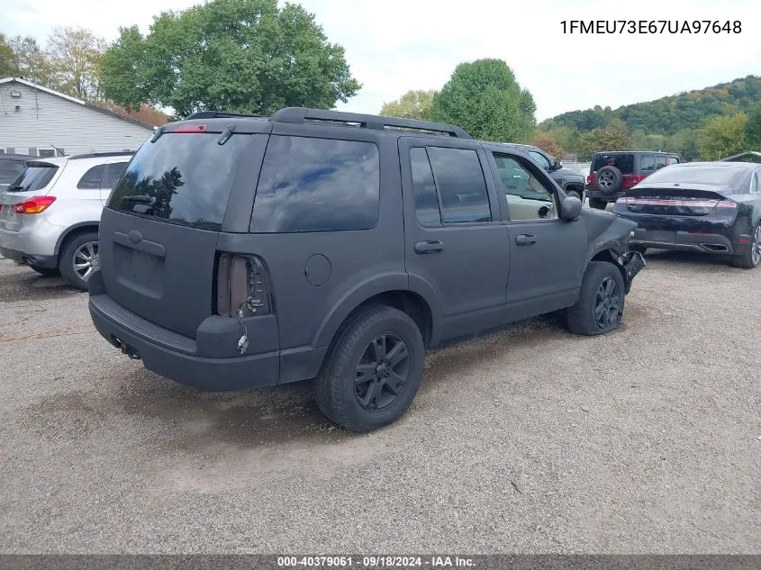 2007 Ford Explorer Xlt VIN: 1FMEU73E67UA97648 Lot: 40379061