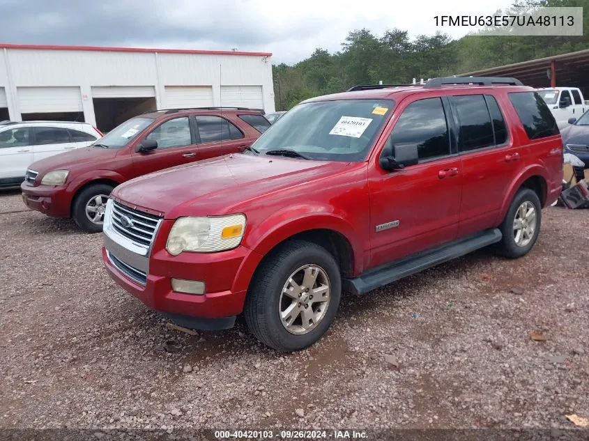 2007 Ford Explorer Xlt VIN: 1FMEU63E57UA48113 Lot: 40420103