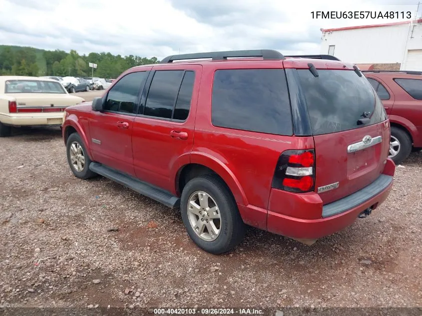 2007 Ford Explorer Xlt VIN: 1FMEU63E57UA48113 Lot: 40420103