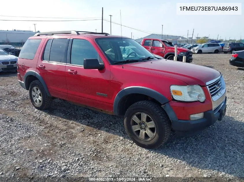 2007 Ford Explorer Xlt VIN: 1FMEU73E87UA86943 Lot: 40521513