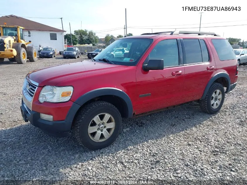 2007 Ford Explorer Xlt VIN: 1FMEU73E87UA86943 Lot: 40521513