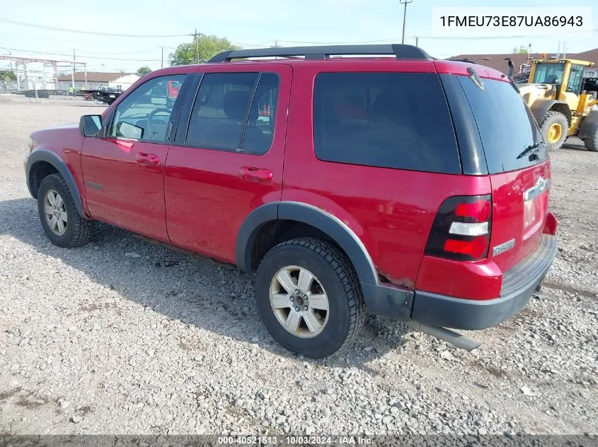 2007 Ford Explorer Xlt VIN: 1FMEU73E87UA86943 Lot: 40521513