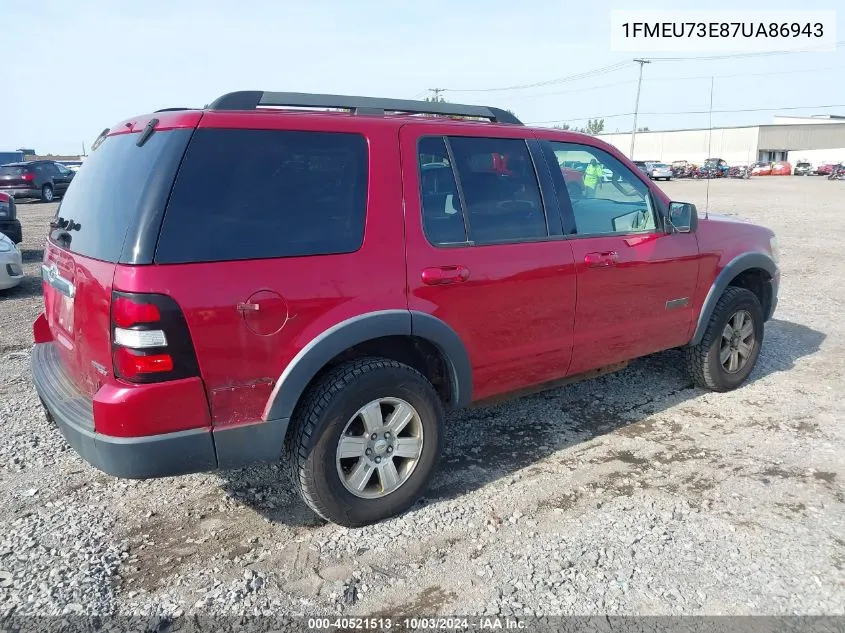 2007 Ford Explorer Xlt VIN: 1FMEU73E87UA86943 Lot: 40521513